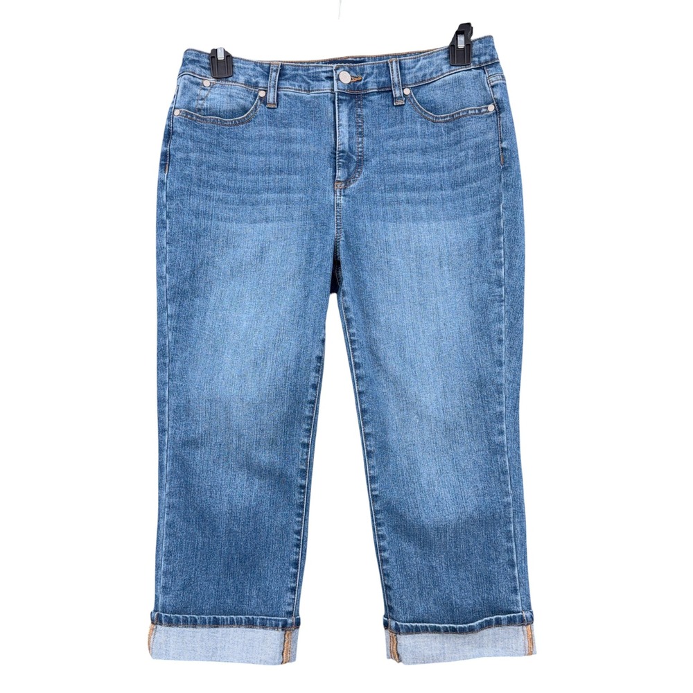 Talbots Cuffed Skimmer Jeans Womens 8 Cotton Blend Blue BD5204